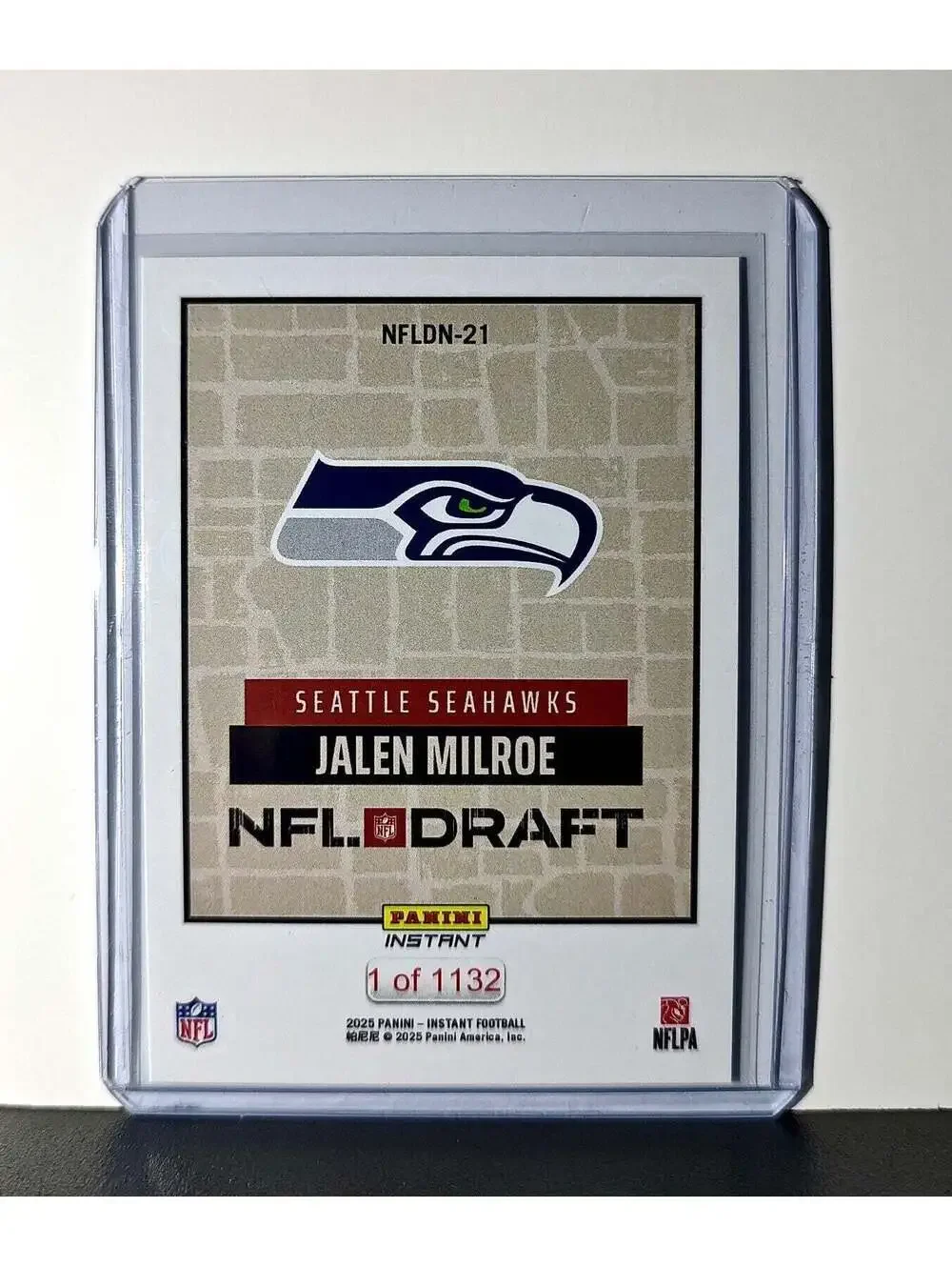Jalen Milroe Rookie 2025 NFL Draft #21 Football Card Seattle Seahawks 1 of 1132